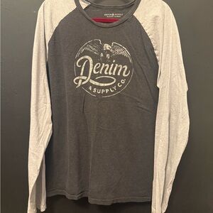 Denim & Supply Ralph Lauren Black and Gray Long Sleeve Tee